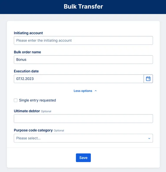 Create a bulk transfer