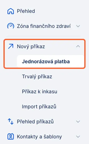 Nový příkaž v menu