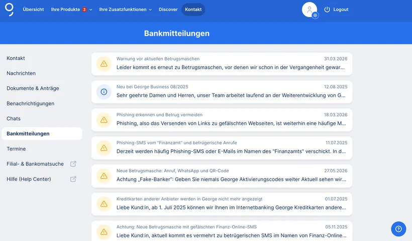 George Web - Bankmitteilungen