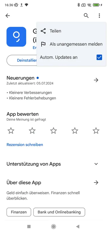 Autom. Updates für George im Play Store