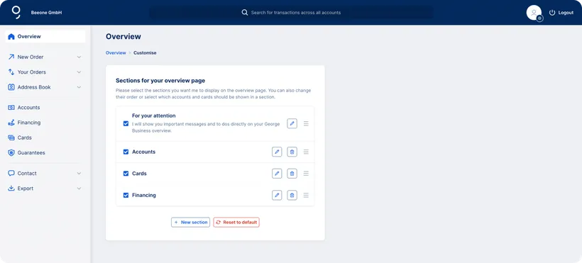 Create your onw individual overveiw section