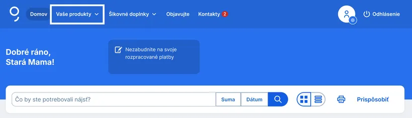 prehľad produktov web