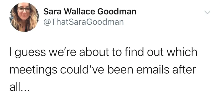 Twitter objava - kateri sestanki bi lahko bili e-maili?