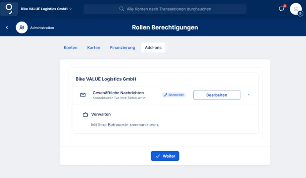 Add-On-Berechtigungen für geschäftliche Nachrichten