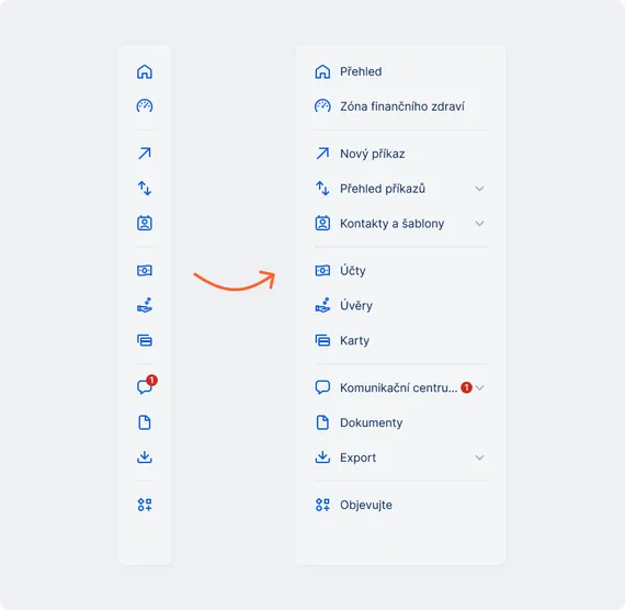 Nové postranní menu