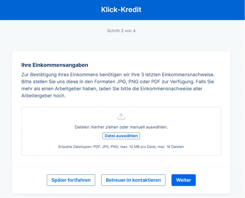 Klick-Kreidt Einkommensnachweise