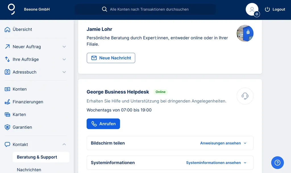 Beratung und Support - Autorisierte Anrufe