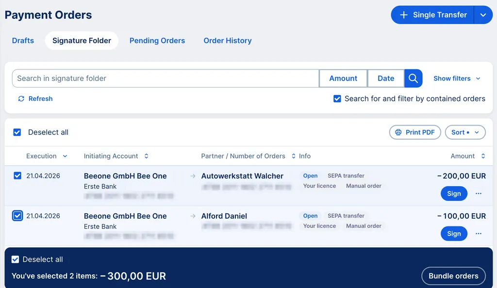 Bundle multiple orders