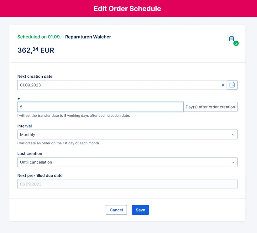 Order scheduler