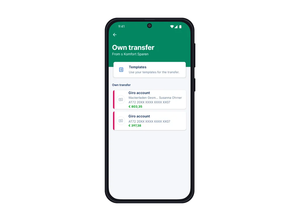 Select the receiver account