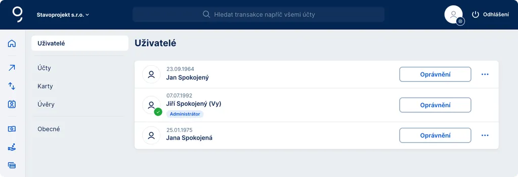 Oprávnění uživatelů