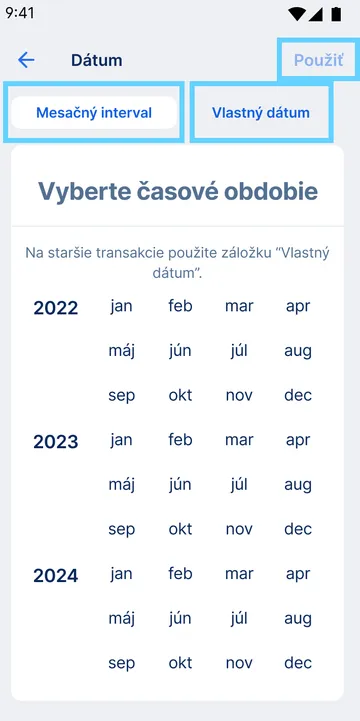 vyhľadávanie podľa dátumu app