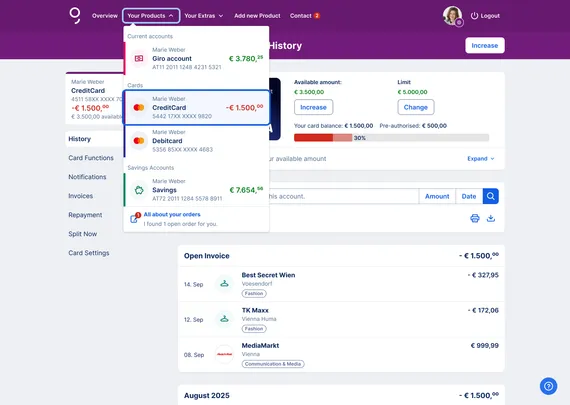 Credit card in your products