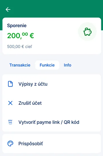 Funkcie sporiaceho účtu