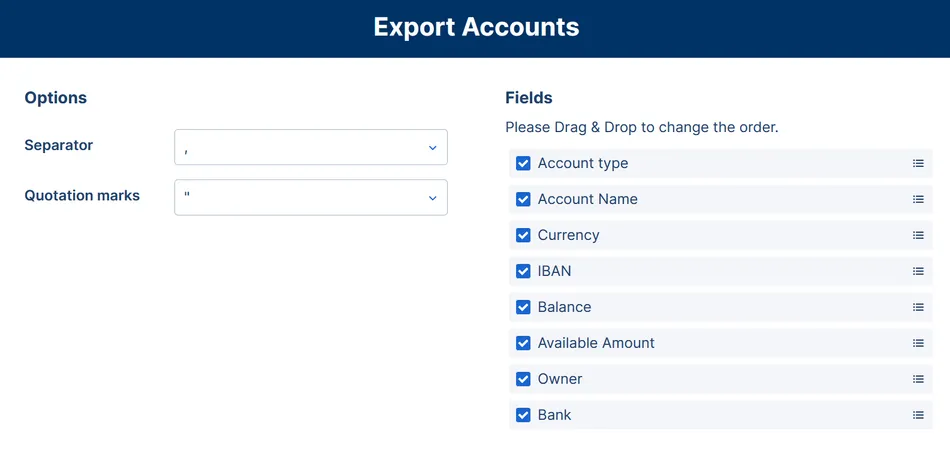 The export file for the account history export