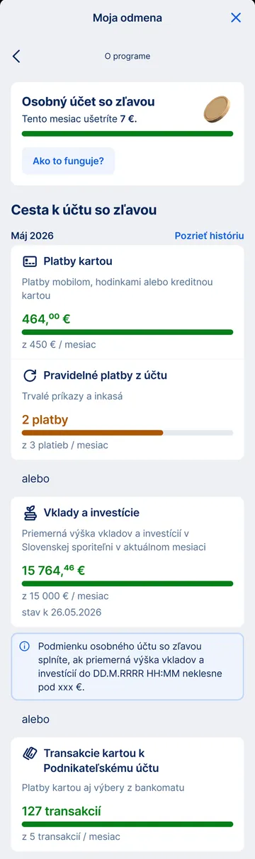 Kontrola podmienok Moja odmena