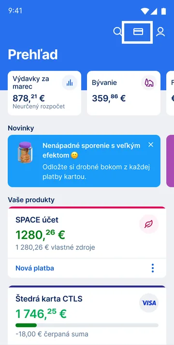 výber karty app