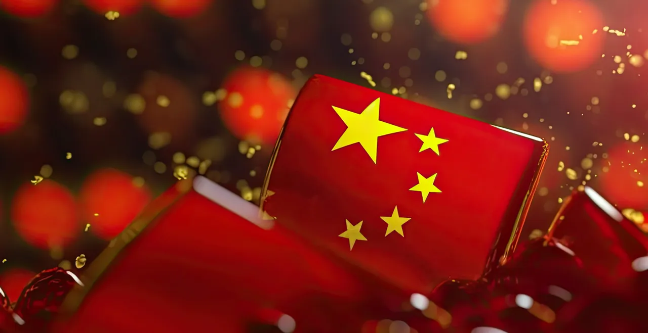 China, Deflation - Symbolbild mit Flagge