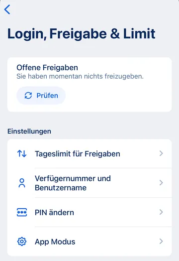 George app - Login, freigabe und limit