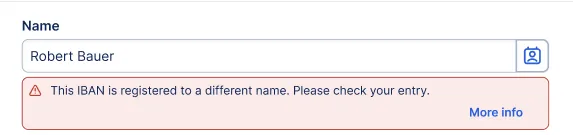 IBAN and name do not match