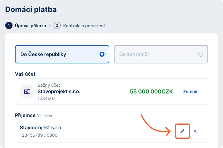 Úprava uloženého kontaktu