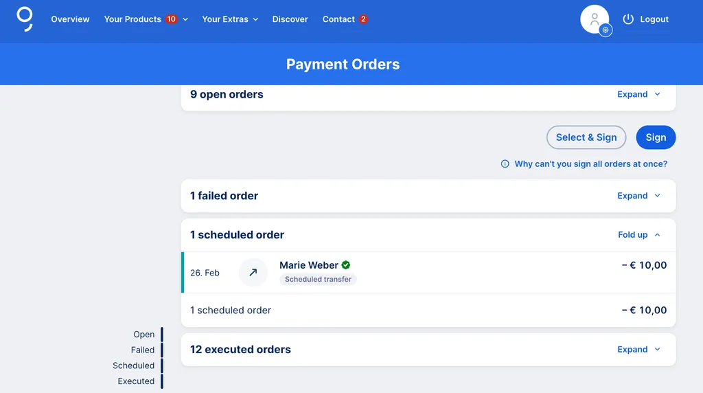 George Web - Scheduled orders