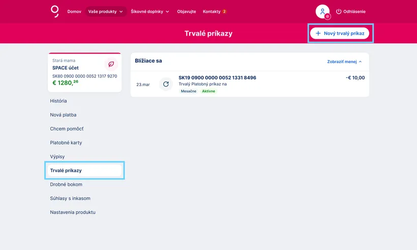 Zriadenie trvalého príkazu