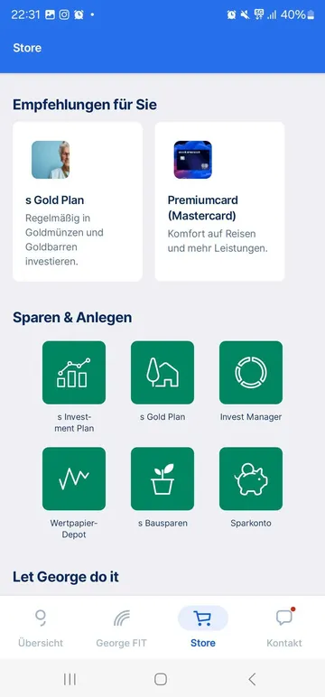 s Bausparen im mobilen George Store: Übersicht