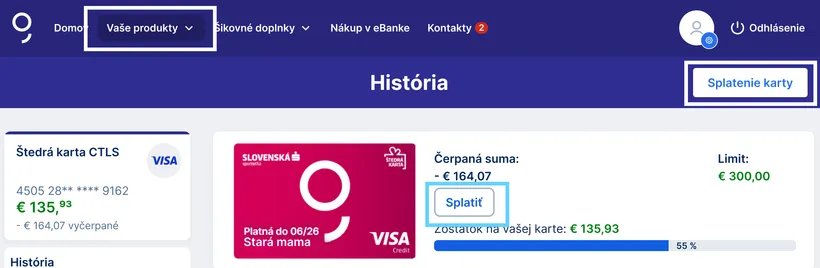 splatenie kreditnej karty web