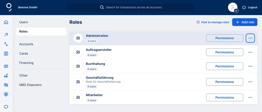 Manage the roles
