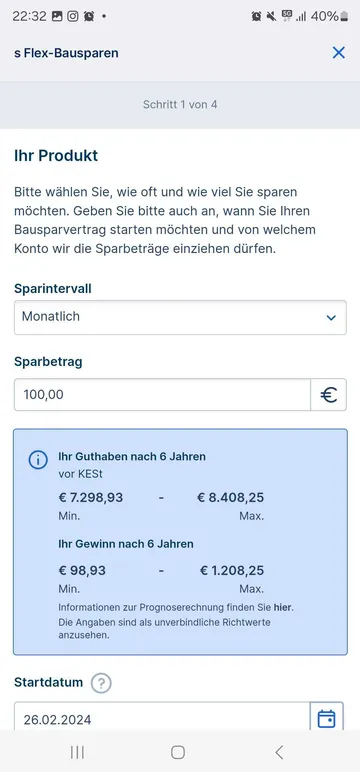 s Bausparen im mobilen George Store: Einrichtung