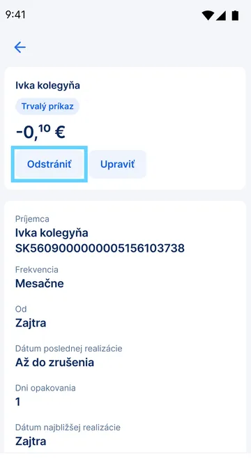 Zrušenie trvalého príkazu