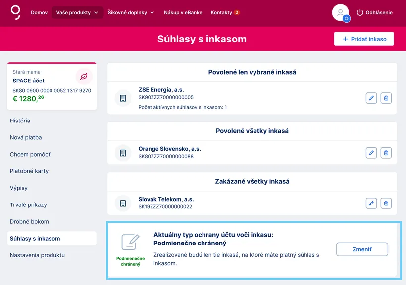 ochrana účtu web 