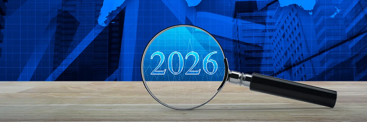 Lupe, darunter die Jahreszahl 2026