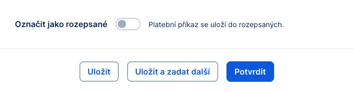 Vypnutá možnost "Označit jako rozepsané"