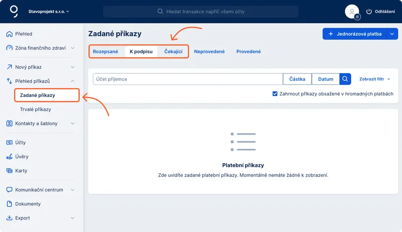 Přehled zadaných příkazů