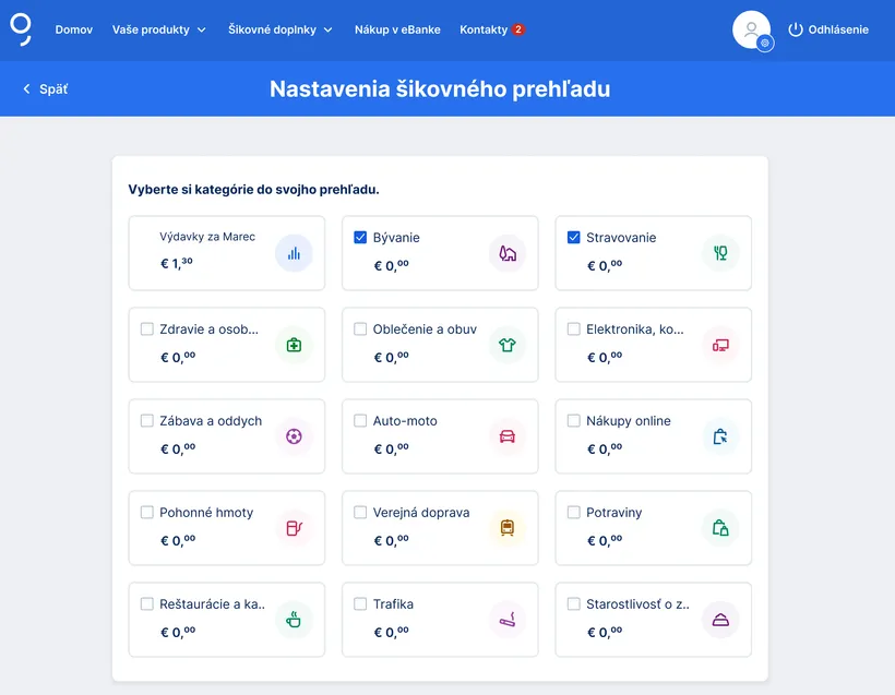 Nastavenie šikovného prehľadu