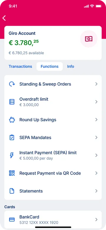 Functions - Instant Payment (SEPA) Limit