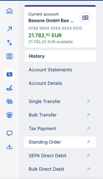 Standing orders from account