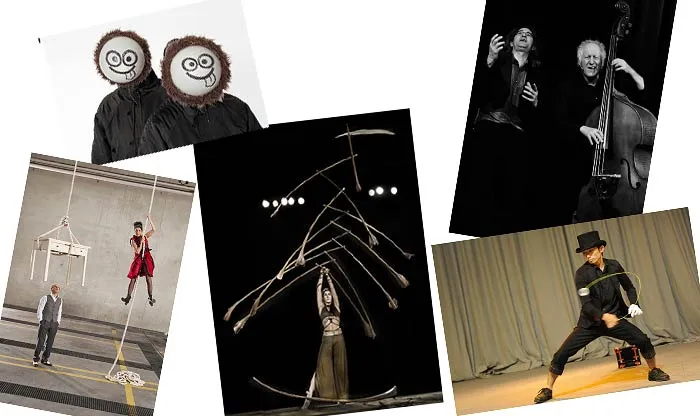 Bilder von Künstler bei dem präsentieren ihrer Kunststücke