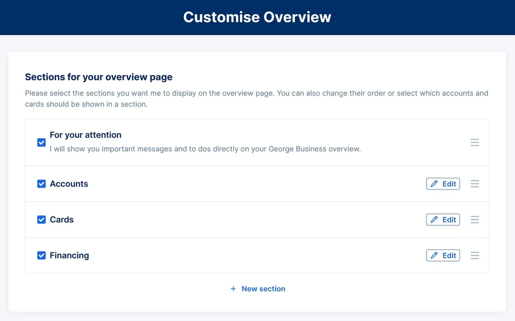 Customise your George Overview