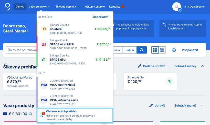 prehľad otvorených platieb