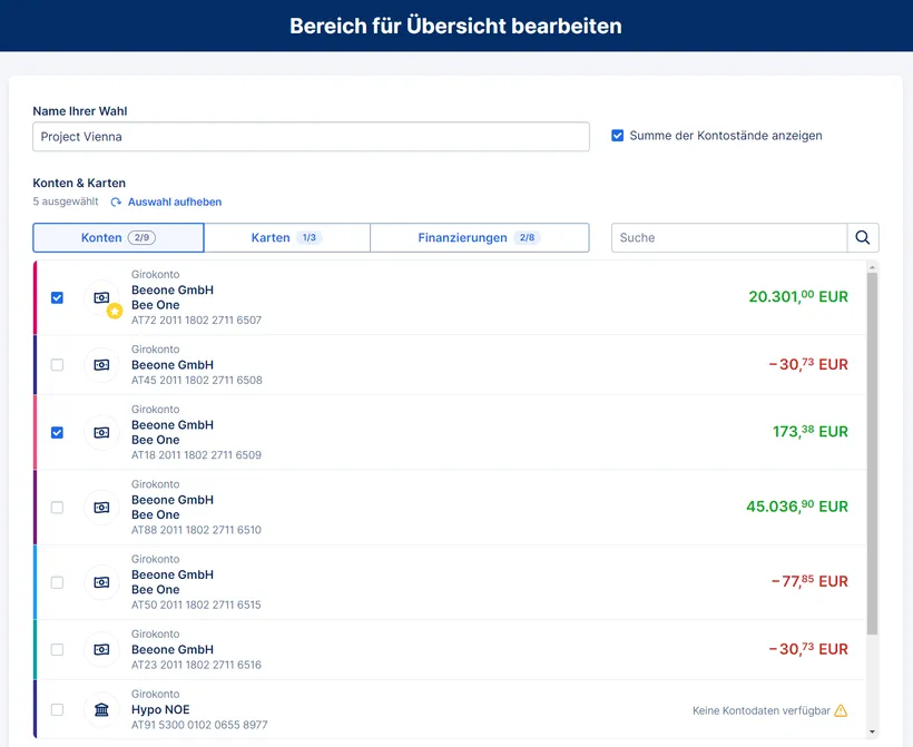 Bereich personalisieren