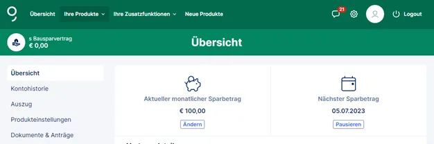 Bausparbeitäge bearbeiten mit George