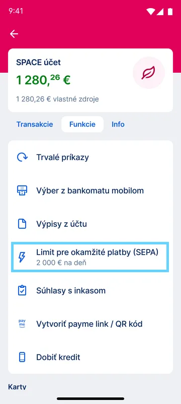 Limit pre okamžité patby
