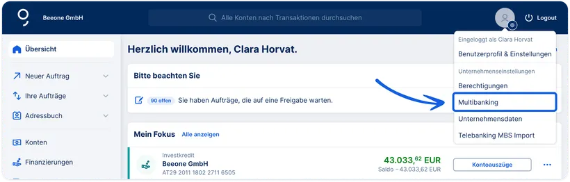 Ihre Unternehmensmenü
