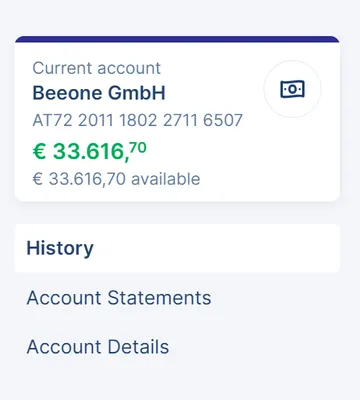 left account menu with history option