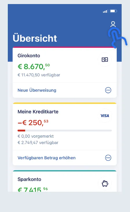 Kontoübersicht in George