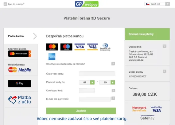Platba z účtu