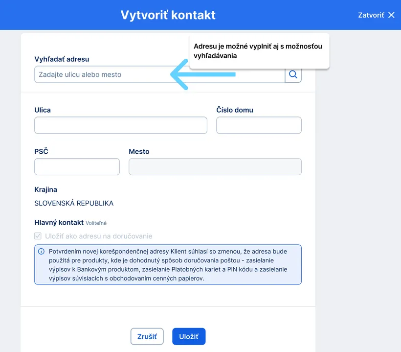 vytvorenie kontaktu web